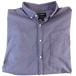 BONOBOS Stretch Slim Fit Gingham Button Down Shirt Men's XXL Blue‎ Pink